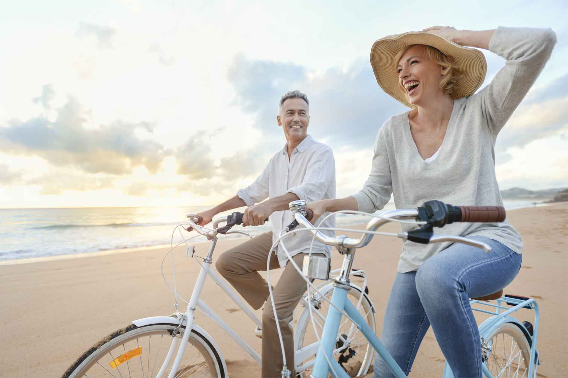 Couple enjoying bike ride together